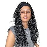 Damen Perücken 24 Zoll schwarz gewellte lockige Frisur Dekor Stirnband menschliches Haar Curly Deep Wave 24 Zoll