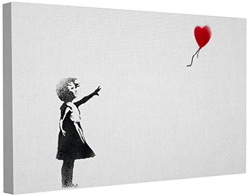 Banksy Bilder Leinwand Balloon Girl Graffiti Street Art Leinwandbild Fertig Auf Keilrahmen Kunstdrucke Wohnzimmer Wanddekoration Deko XXL (60x100cm(23.6x39.4inch))