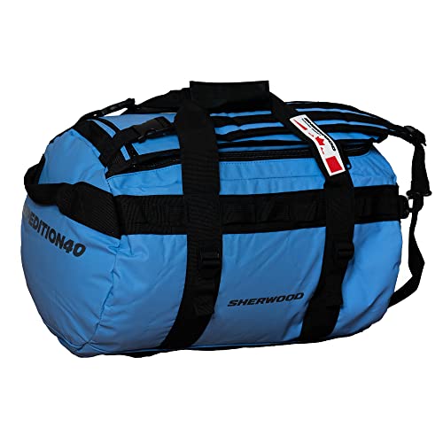 SHER-WOOD Reisetasche Expedition, Sporttasche mit 40 l Volumen, Tasche mit Rucksackfunktion, Travelbag wasserdicht, Duffel Bag blau