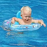 Zooawa Baby Schwimmring für Pool, Schwimmreifen Baby mit Sicherheitssitz und Rückenlehne Schwimmen Float, Anti-Umkippen Aufblasbare Float Schwimmring für Kinder ab 6 bis 30 Monate, Large, Blau