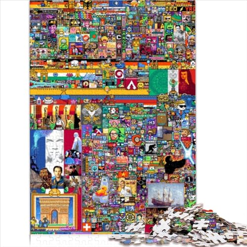 1000-teiliges Puzzle Weltpixelkunst Puzzles Geschenk Holzpuzzles Teenager-Puzzle Entspannungspuzzlespiele-Brain Teaser-Puzzle 1000 Stück (50 x 75 cm)