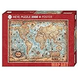HEYE 29845 The World Standart 2000 Teile, Map Art, inkl. Poster, Brown