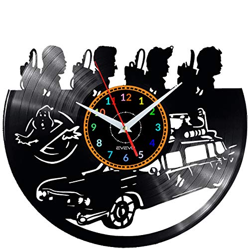 EVEVO Ghostbusters Wanduhr Vinyl Schallplatte Retro-Uhr Handgefertigt Vintage-Geschenk Style Raum Home Dekorationen Tolles Geschenk Uhr Ghostbusters