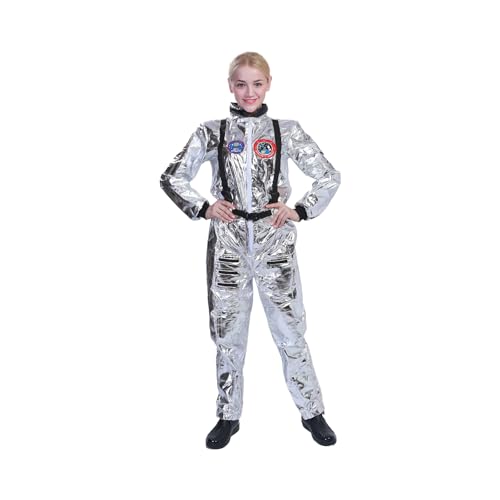 Astronaut Kostüm Damen Herren | Astronauten Kostüm Erwachsene Damen Weltraum Anzug Herren Overall Jumpsuit Glitzer Raumfahrer Uniform Für Fasching Karneval Cosplay Paar Rollenspiel Kostüm Outfit