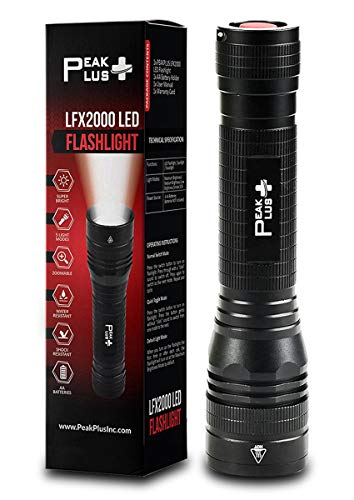 PeakPlus Hochleistungs-LED-Taschenlampe LFX2000 – hellstes High-Lumen-Licht mit 5 Modi, zoombar und wasserabweisend – beste Taschenlampe für Camping, Hundespaziergänge und Notfälle
