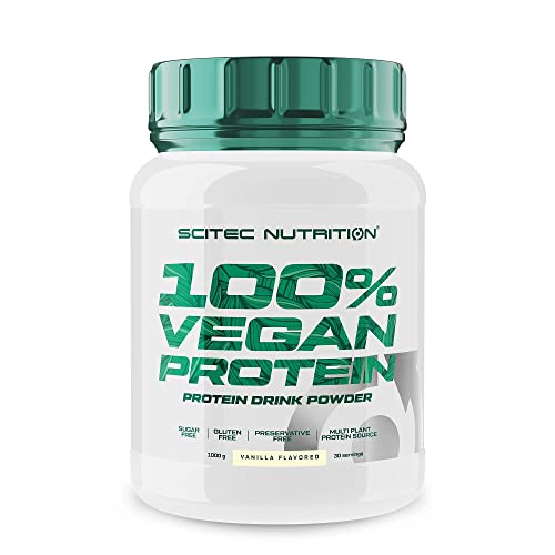 Scitec Nutrition 100% Vegan Protein, Aromatisiertes Getränkepulver mit pflanzlichen Proteinen, mit Vitamin B12 und Süßungsmitteln, Zuckerfrei, Glutenfrei, 1 kg, Vanille