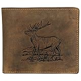 Greenburry Wallet Leather Deer Embossed with ID Card Holder Vintage Brown Men's