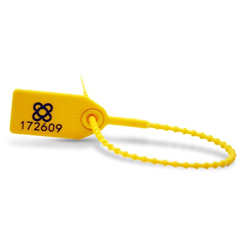 DOJA BARCELONA | Gelb Sicherheitsplomben aus Kunststoff | 200 Einheiten | 24 cm Lang | Plomben kunststoff zum beschriftung, fur koffer, gepäck, beschriftung, unter anderen Verwendungen.