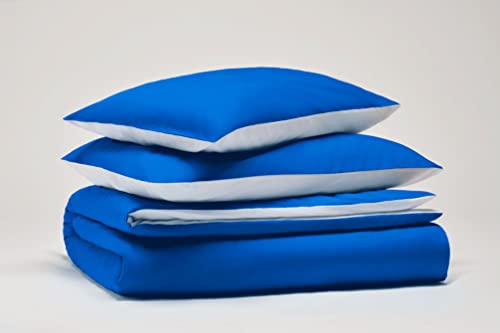 Pantone™ - Bettwäsche-Set für Einzelbett, 155 x 200 cm, 100 % Baumwolle, Perkal, 200, Fadenzahl – zweiseitig, Blau/Weiß