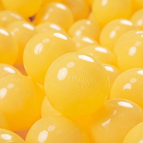 KiddyMoon 300 ∅ 7Cm Kinder Bälle Spielbälle Für Bällebad Baby Einfarbige Plastikbälle Made In EU, Gelb