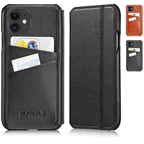 KAVAJ Hülle geeignet für Apple iPhone 12 Mini 5.4" Leder - Dallas - Schwarz Handyhülle Case Lederhülle mit Kartenfach
