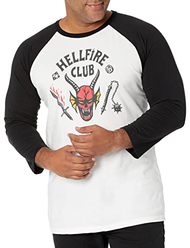 Stranger Things Herren Hellfire Club T-Shirt, weiß/schwarz, XX-Large