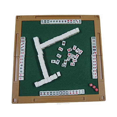 Suuim Mahjong-Set, 144 Kacheln, tragbares Mini-Mahjong mit klappbarem Spieltisch, Majiang-Reiseset, Reisen, Familie, Freizeit