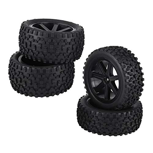 RC Car Gummireifen, 4 Stück RC Truck Gummireifen Rad Reifen Zubehörteile für 1/10 ZD Racing Buggy Crawler Car(Schwarz)