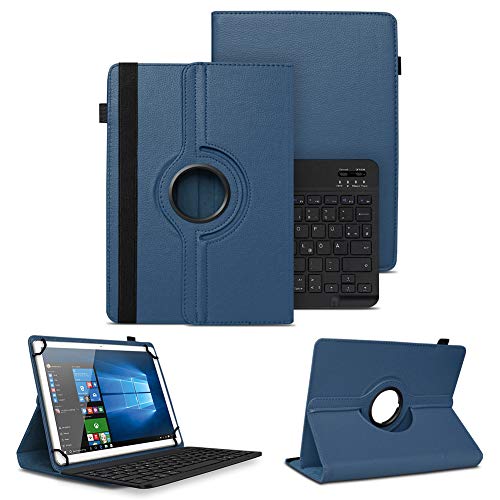 NAUC Tablet Schutzhülle Tastatur kompatibel mit DOOGEE T20 T20S 10,4 Zoll Hülle 360 Grad Drehbar Tasche Bluetooth QWERTZ Tablets Kunstleder Tablethülle Standfunktion Keyboard Case, Farben:Blau