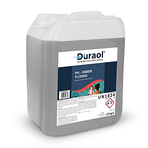 Duraol® 12kg pH Heber flüssig mit 45% Natronlauge für Pools - pH Plus zur optimalen pH-Wert Regulierung - Ideal für Verwendung mit Pool Dosieranlage - pH Wert im Pool erhöhen