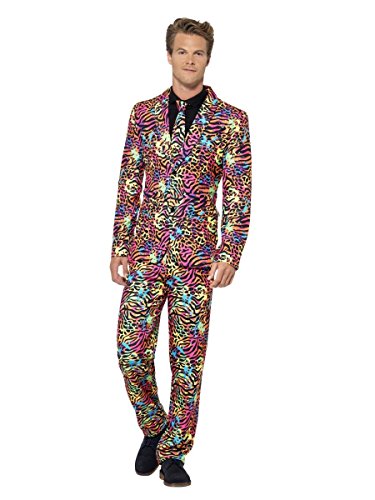 Smiffys 41585XL - Herren Neon Anzug, Größe: XL, mehrfarbig