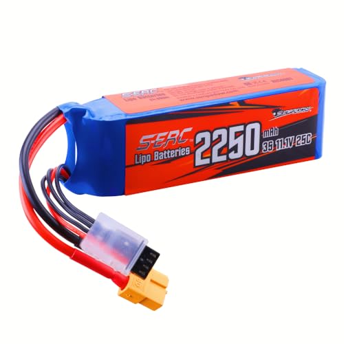 Sunpadow 3S 11.1V Lipo Battery 25C 2250mAh with XT60 Plug for RC Airplane Quadcopter Helicopter Drone FPV Racing Model Hobby