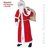 Nikolausmantel mit Kapuze und Kordel, Weihnachtsmann, Väterchen Frost, rot-weiß, Nikolaus-Kostüm