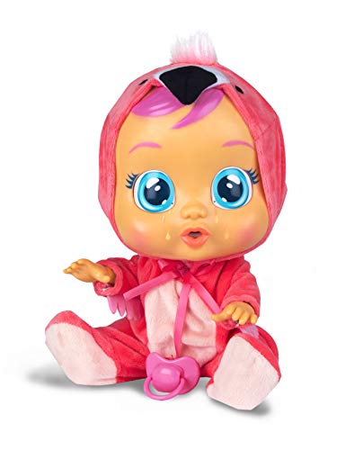 CRY BABIES Fancy, der Rosaflamingo | Interaktive Spiel- & Funktionspuppe mit Schnuller, die echte Tränen weint | Kinder ab 2 Jahren geeignet