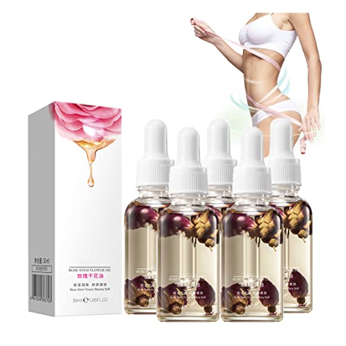 Lymphology Complex Body Oil, Lymphatic Drainage Massage Oil, Body Oil Anti Cellulite Massage Oil, Rose Stem Flower Oil, Cellulite Reduction and Sagging Skin Tightening for All Skin Type (5Pcs)