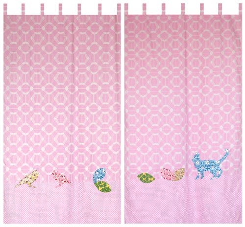 TAFTAN G-411 Inke & Vogel Vorhang 2 x mit Schlaufen, 145 x 280 cm, rosa
