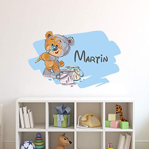 Personalisierter Vornamens-Sticker, selbstklebend, personalisierbar, Wanddekoration für Kinderzimmer, 2 Bögen mit 25 x 40 cm und 40 x 25 cm, Mehrfarbig
