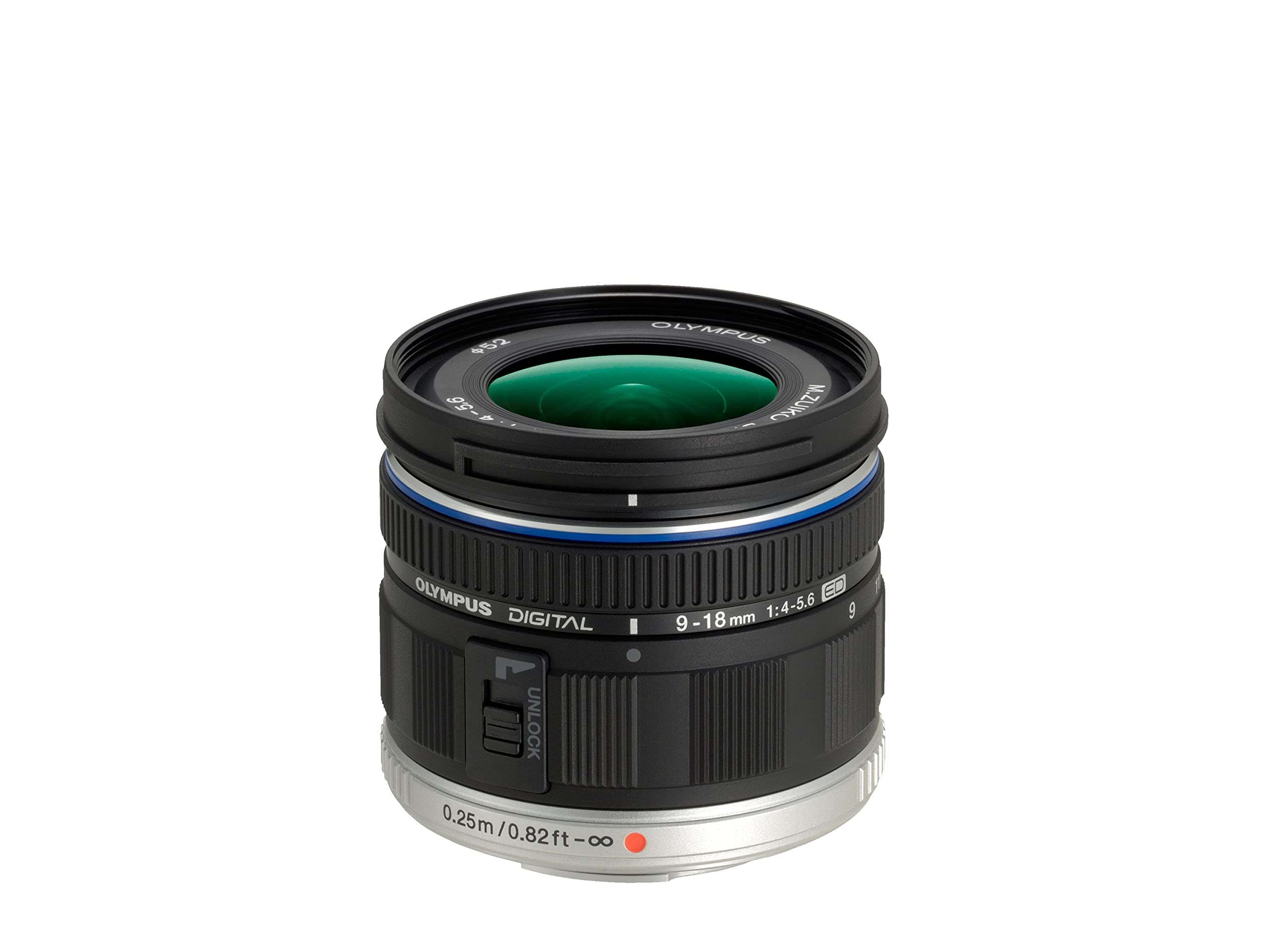 Olympus M.Zuiko Digital ED 9-18mm F4.0-5.6 Objektiv, Weitwinkelzoom, geeignet für alle MFT-Kameras (Olympus OM-D & PEN Modelle, Panasonic G-Serie), schwarz