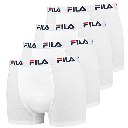Fila 4er Vorteilspack Herren Boxershorts - Logo Pants - Einfarbig - viele Farben (Weiß, S - 4er Pack)