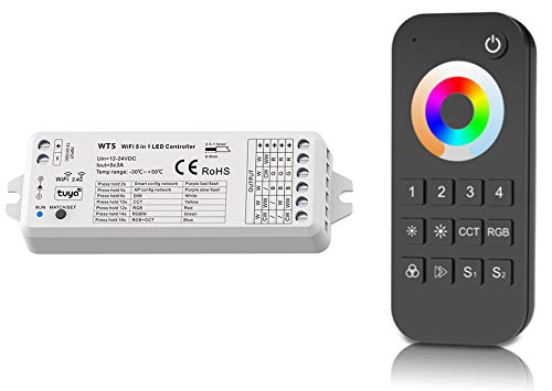 LEDUX WiFi & Funk 5 in1 LED Controller für einfarbige, RGB, RGB+W, CCT, RGB+CCT Leuchten, Lichtstreifen und mehr (RGB+CCT/Fernbedienung 4xZonen)