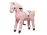 Animal Riding ARU009S Reitpferd, Einhorn Rosalie small (für Kinder ab 3 Jahren, Farbe pink, Sattelhöhe 49 cm, mit Rollen), rosa, S