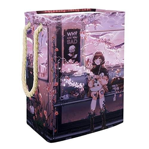 Wäschekorb Anime Mädchen Junge Aufbewahrungskorb Faltbare Mit Waschen Lagerung Schmutzige Kleidung Tasche Für Badezimmer Schlafzimmer Home 49x30x40.5 cm