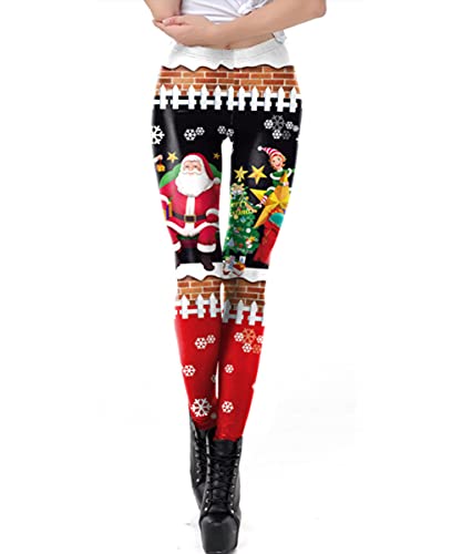 X-xyA Damen Strumpfhosen 3D Digital Fawn Weihnachten drucken lustige sexy Weihnachtsstrumpfhosen,E,XL