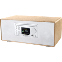 MUSE M-695 Hi-Fi Anlage in weiß, mit DAB-Radio, Bluetooth, CD-Player, Zwei integrierte Lautsprecher, im Echtholz-Gehäuse