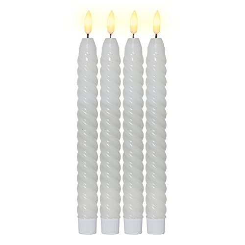 LED Kerzen mit Timerfunktion | LED Stabkerzen weiß | LED Kerzen flackernde Flamme | LED Kerze mit Timer | Kerzen Deko | Stabkerzen gedreht | Kerzen Set 4er | Deko Kerzen | Stabkerzen LED