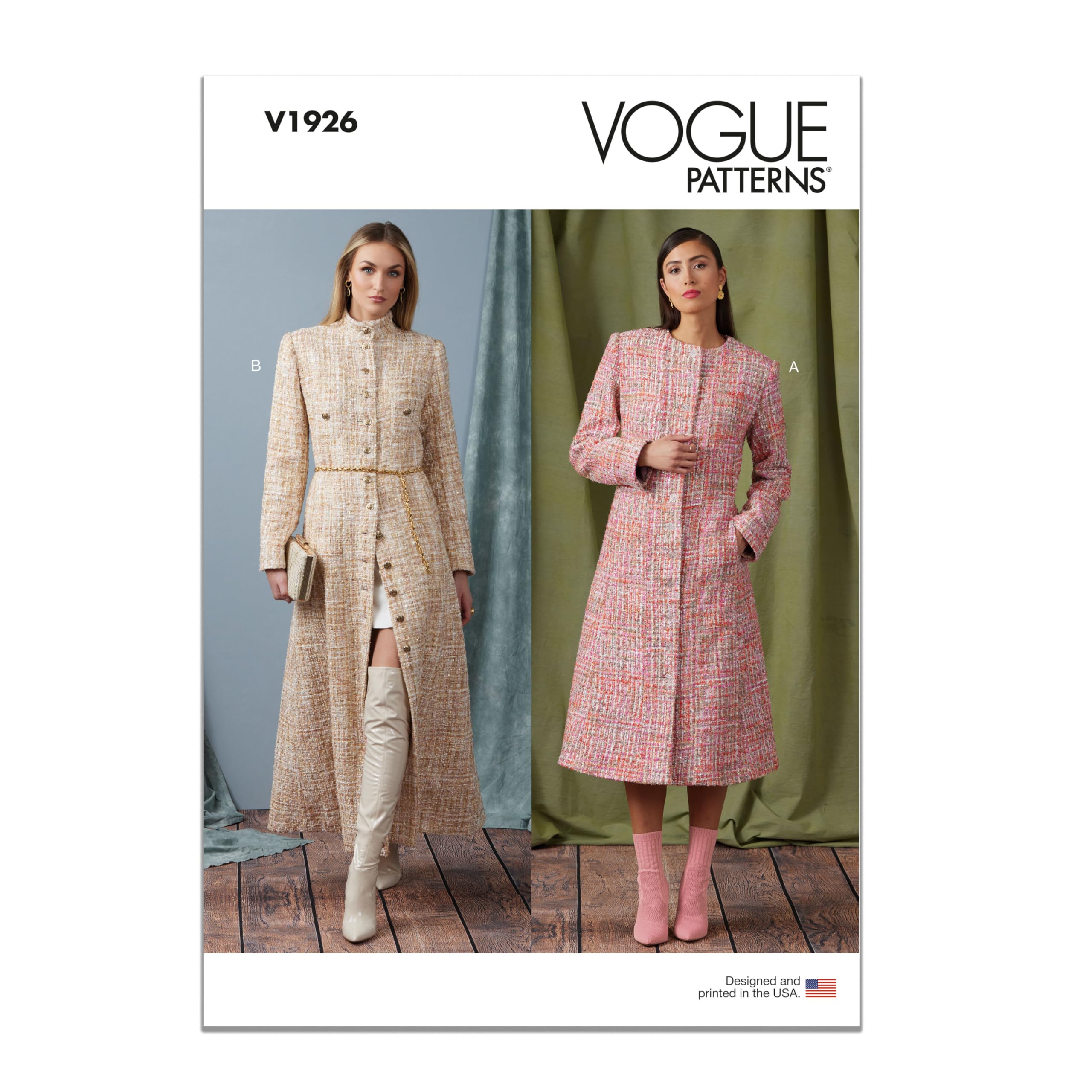 Vogue Schnittmuster-Set für Damenmantel, Design Code V1926, Größen 36-38-40-42-44