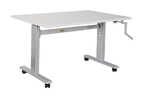 Dila GmbH Bürotisch Schreibtisch manuell höhenverstellbar mit grauen Tischgestell Workstation Büromöbel Arbeitstisch Produktionstisch (120 x 80 cm, Buche)