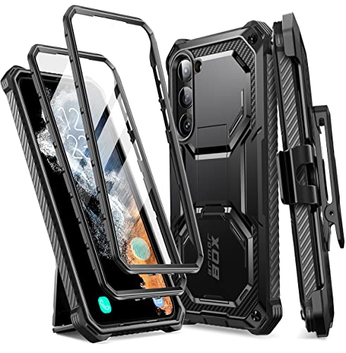 i-Blason Armorbox Series Hülle für Samsung Galaxy S23+ Plus 5G Bumper Case mit 2 Vorderseite (ohne Displayschutz + mit Displayschutz) 2023 Ausgabe (Schwarz)