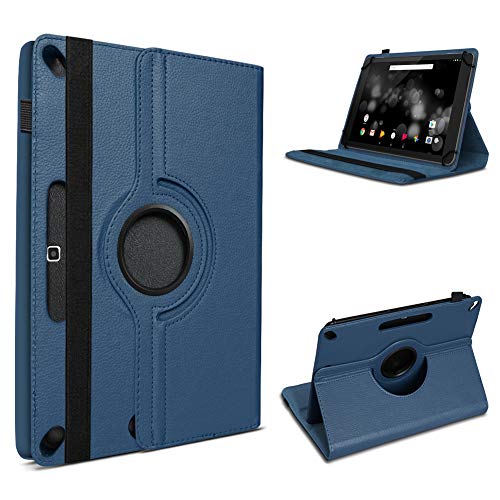UC-Express Robuste Schutzhülle kompatibel für Ihr Amazon Fire HD 10 / Plus Tablet aus Kunstleder mit Standfunktion 360 Drehbar Hülle Schutztasche Ständer Tasche Cover Case Etui, Farben:Blau