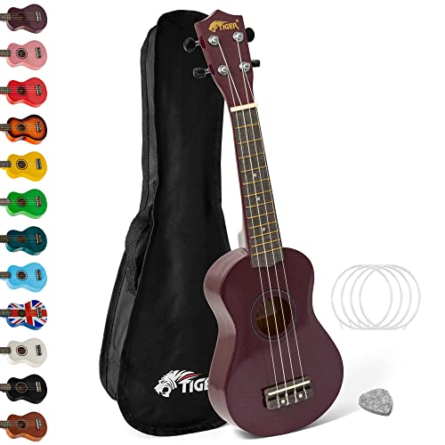 Tiger UKE7-PP Sopran Ukulele mit Tasche - für Anfänger - Violett