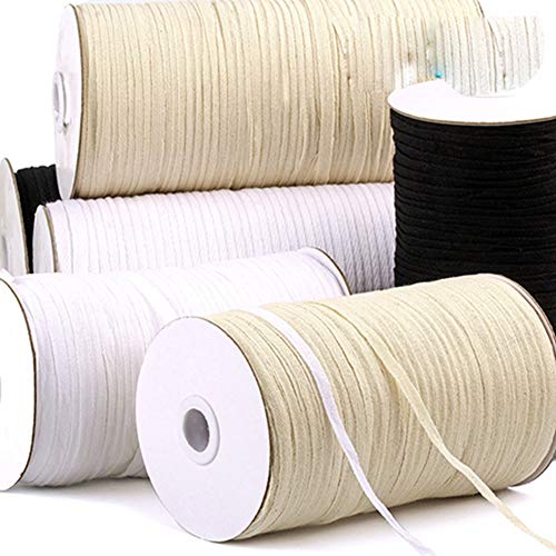 Egurs Baumwollband 5mm 7mm Flach Weiß Schwarz Baumwollkordel 280 Meter/roll 100% Baumwolle Gurtband Baumwollgewebe Beige 5mm