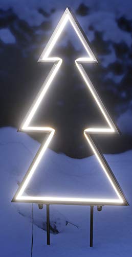 Bonetti Gartenstecker aus Metall mit LED Lichtband in warmweiß beleuchtet, Weihnachtsdeko für Außen, 5m Zuleitung, IP44 Netzstecker (Tanne, 240 LEDs)
