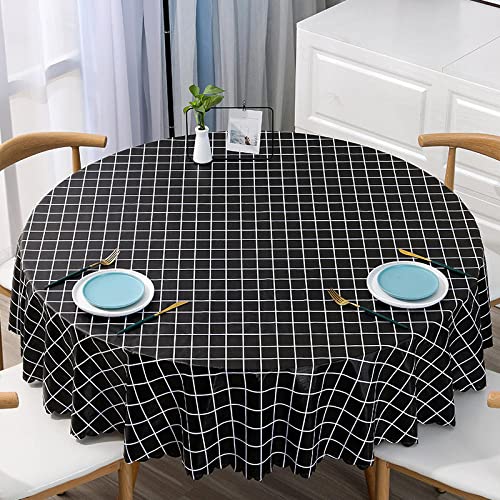 XQSSB Tischtuch Tischdecken Wasserabweisend Lotuseffekt Anti Heiß Abwaschbar Tischwäsche Eckig Schwarz 180cm Runder Durchmesser