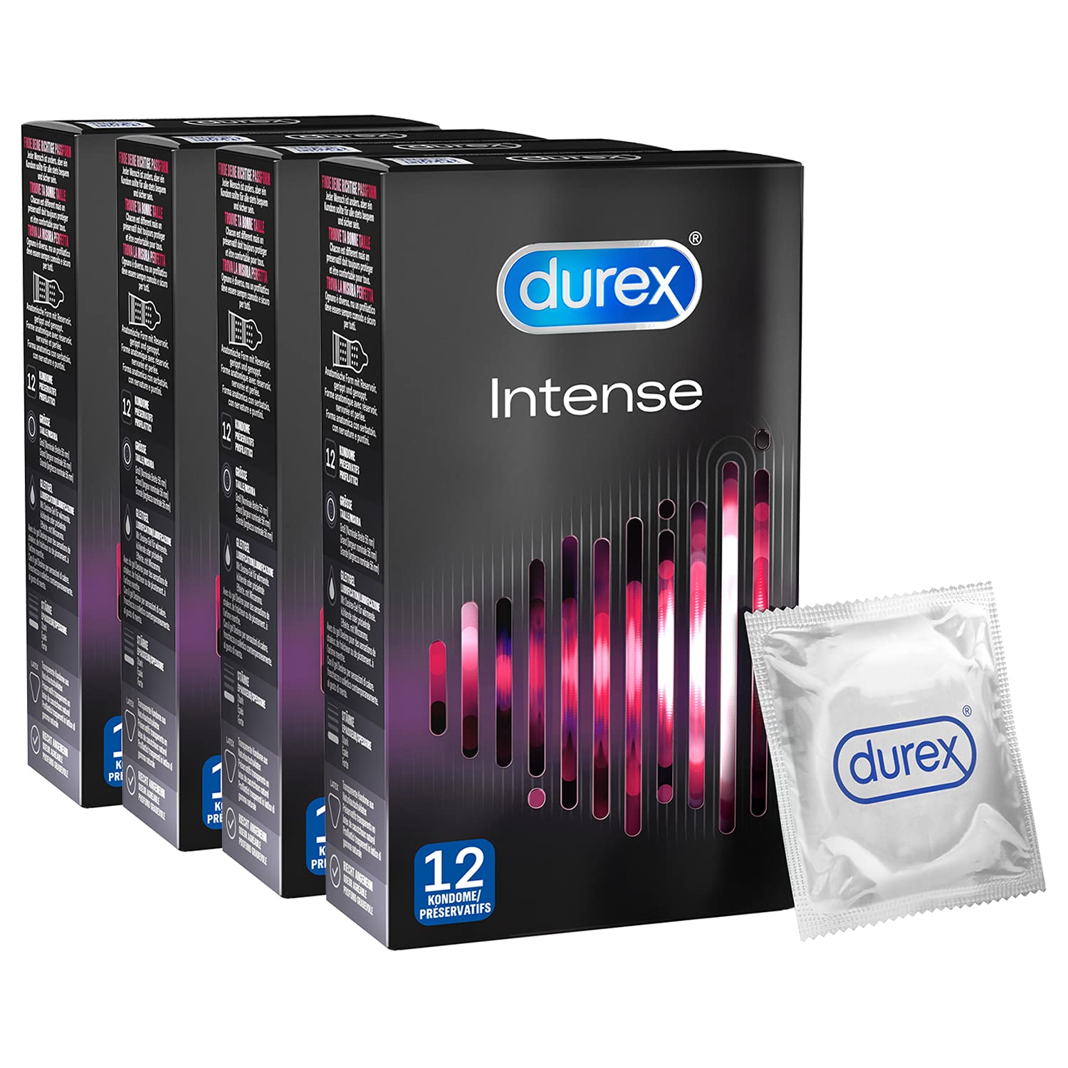 Durex Kondome genoppt und gerippt mit Stimulationsgel für eine intensive Befriedigung der Frau Durex Intense Orgasmic 48 Stück