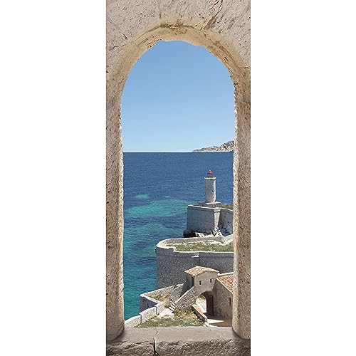 PLAGE 141017 Aufkleber für Türen-Griechische Insel, 204 x 83 cm