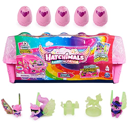 Hatchimals Rainbowcation Eierkarton mit Wolf-Familie, Spielset mit 10 CollEGGtibles-Figuren und 2 Zubehörteilen, Kinderspielzeug für Mädchen ab 5 Jahren