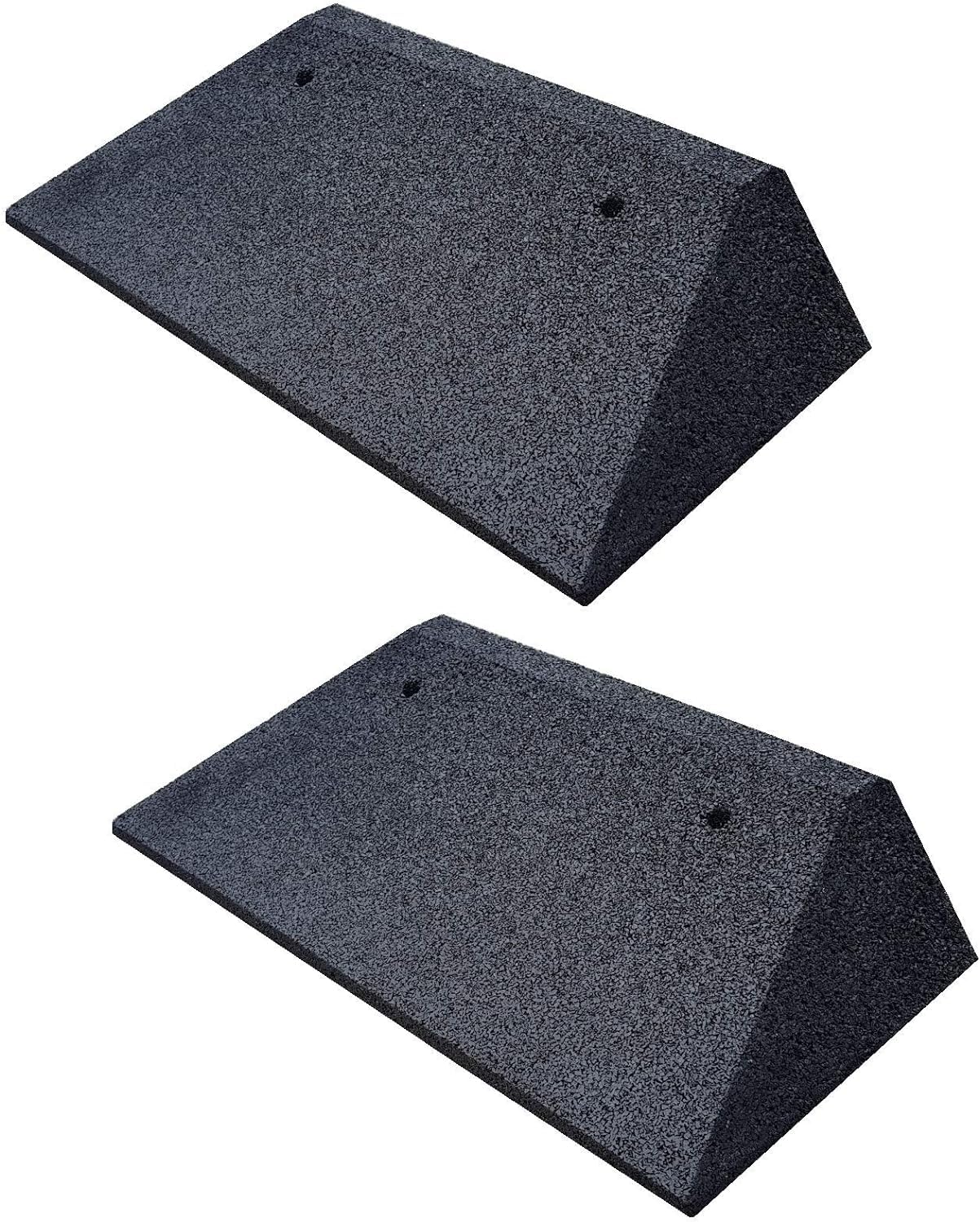 bepco Bordsteinkanten-Rampe-Set (2 Stück) + beidseitigen Schrägen, LxBxH: 50 x 25 x 4 cm aus Gummi (schwarz) Auffahrrampe,Türschwellenrampe, mit eingelagerten Unterlegscheiben zur Befestigung