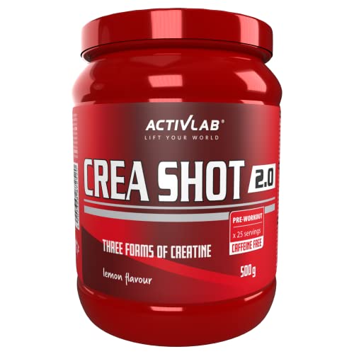 Activlab Crea Shot 2.0, 500g Pulver, 25x Pre-Workout, kein Koffein, steigert die Leistung, reduziert Müdigkeit, Creatin, Beta-Alanin, Taurin, B-Vitamine, Arginin, Citrullin-Malat, Glutamin, Zitrone