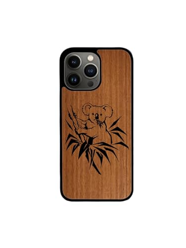 Enowood Schutzhülle aus Holz, handgefertigt, Koala – iPhone 15 Pro – Makore
