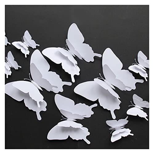 Großgröße 12pcs/Set 3D Doppelschicht weißer Schmetterling Wandaufkleber Home Dekoration18 cm Schmetterlinge auf Wandmagneten Kühlschrank Aufkleber
